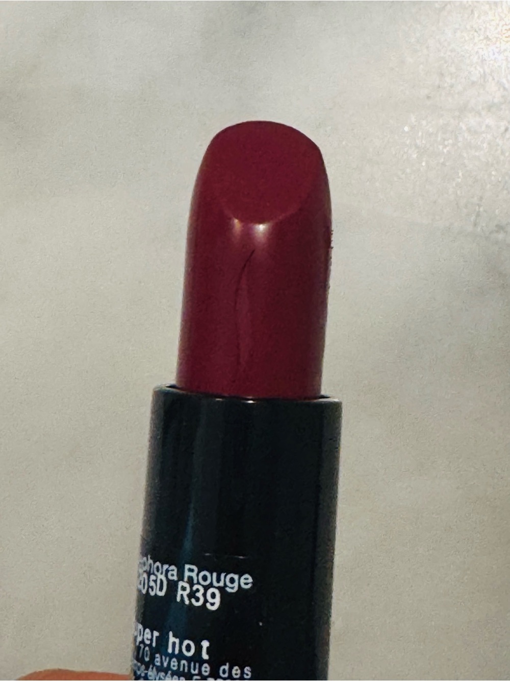 Sephora Rouge Lipstick R39 “Super Hot” in Deep Berry Red